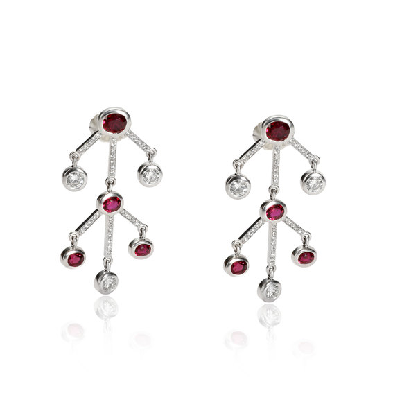 Solange Azagury-Partridge Ruby and Diamond Earrings in 18KT White Gold - Picture 1 of 4